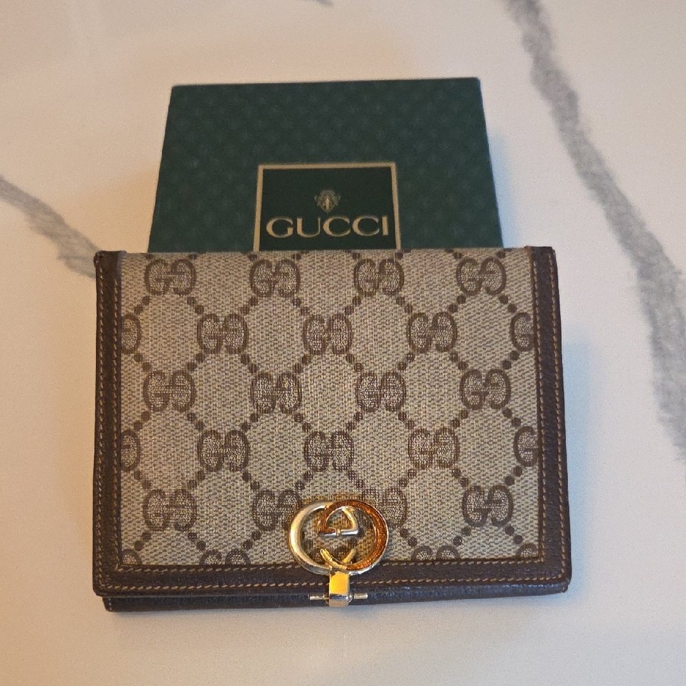 Rare VINTAGE  Gucci Brown and Gold Wallet